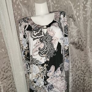 Laura Patterned Blouse in Black and White